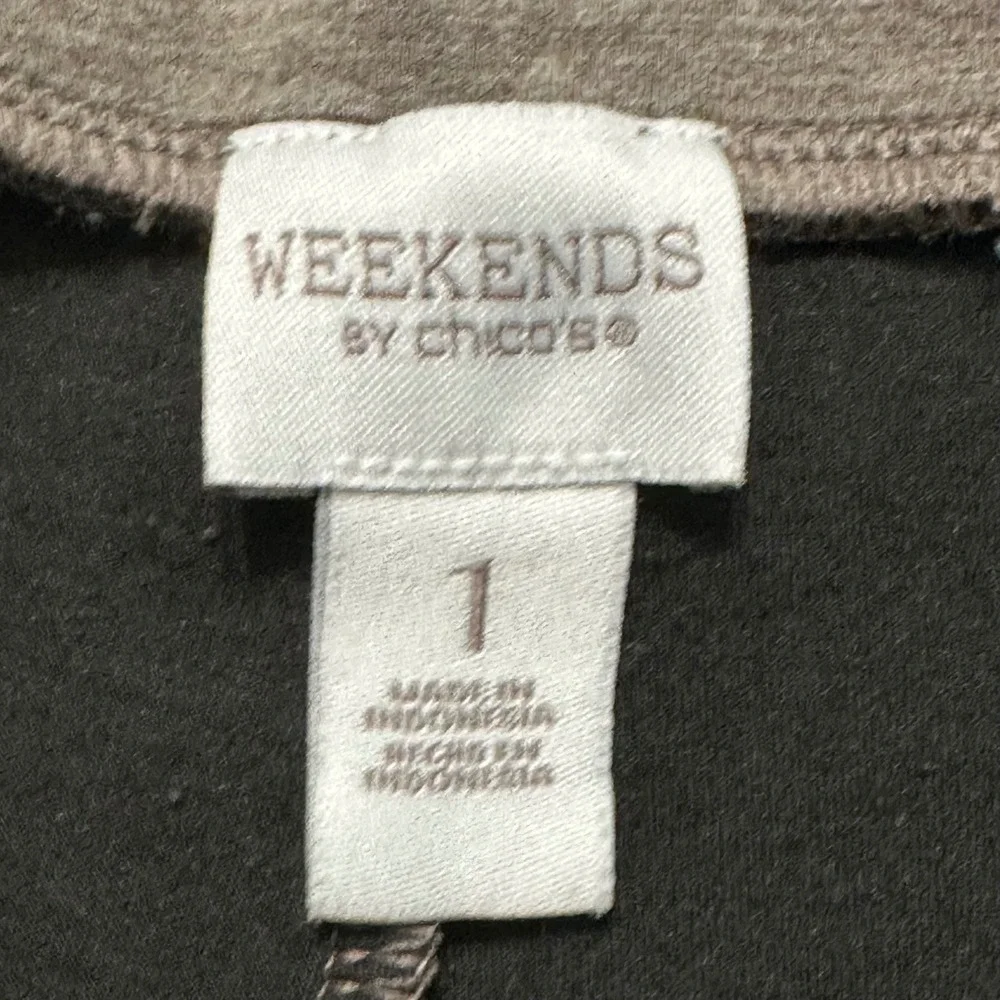 Chico's Weekends Wide Leg Crop Pants Knit Pull On Brown Loungewear Comfy Sz 1‎ M